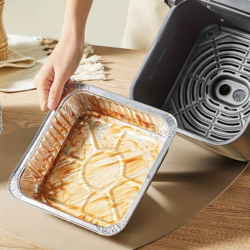 Disposable Square Aluminum Foil Plate For Air Fryer (Set Of 10)