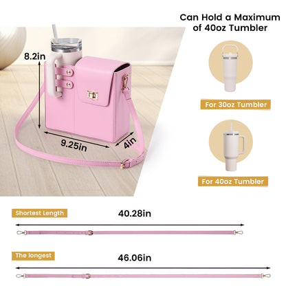 Multipurpose Leather Crossbody Bag With Tumbler Holder
