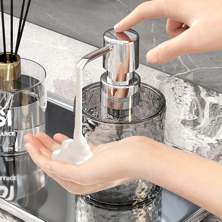 Luxury Transparent Smoked Glass Soap Dispenser Bottle