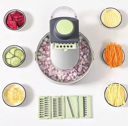 Manual 9 In 1 Vegetable Chopper, Draining Vegetable Cutter With Stainless Steel Blades