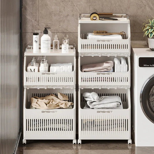 Multi-Layer Dirty Clothes Basket with Wheels – Bathroom Storage Heavy Quality