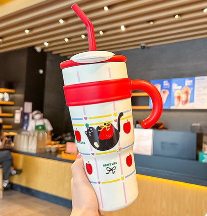 Cute Cartoon Animal Tumbler With Straw