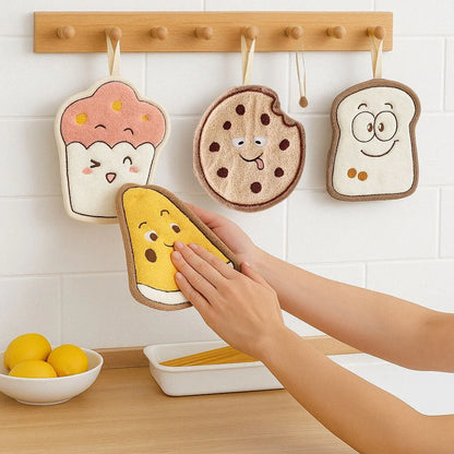 Cute Cartoon Food-Themed Hanging Hand Towels