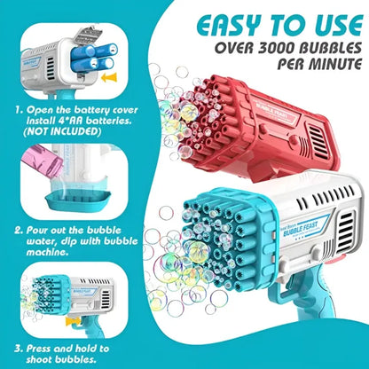 Electric Water Blaster Toy Bazooka Bubble Machine Gun With 36 Holes