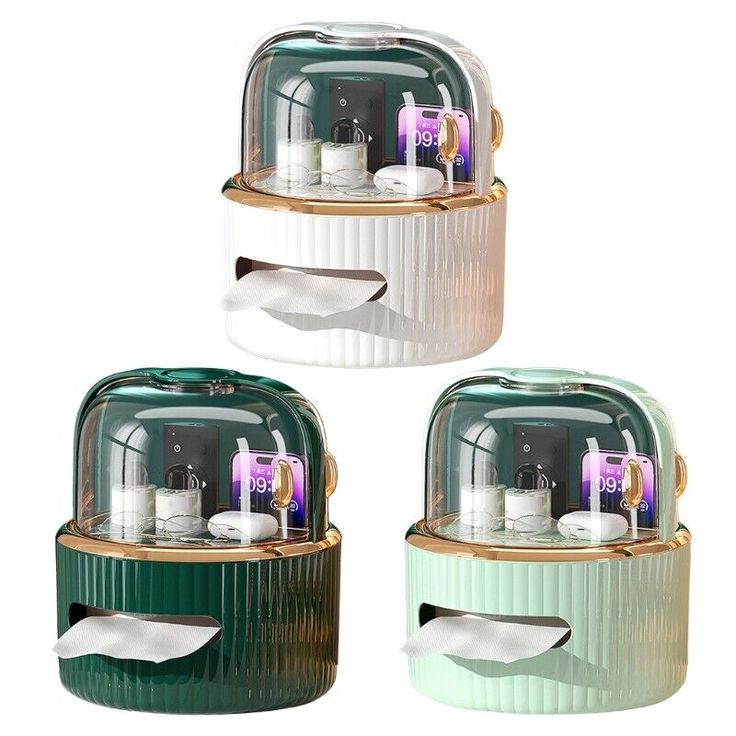 Multi-functional Desktop Tissue Box Organizers With Storage Compartments.