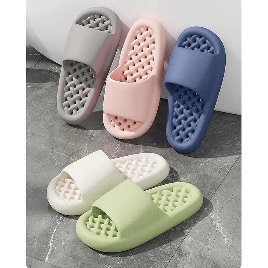 Bathroom Bathing Non-slip Men Women Leaking Quick-drying Slippers for Couples (Standard Sizes)
