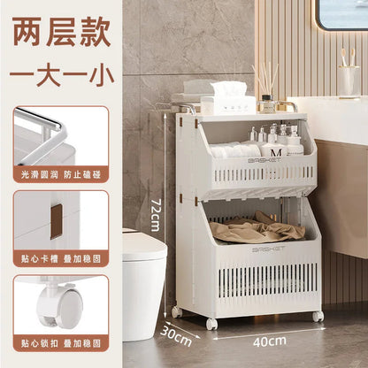 Multi-Layer Dirty Clothes Basket with Wheels – Bathroom Storage Heavy Quality