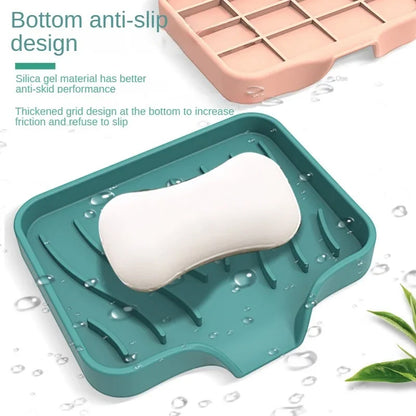 Silicone Soap Dish & Kitchen Soap Tray, Durable Rubber Soap Dish with Drainage