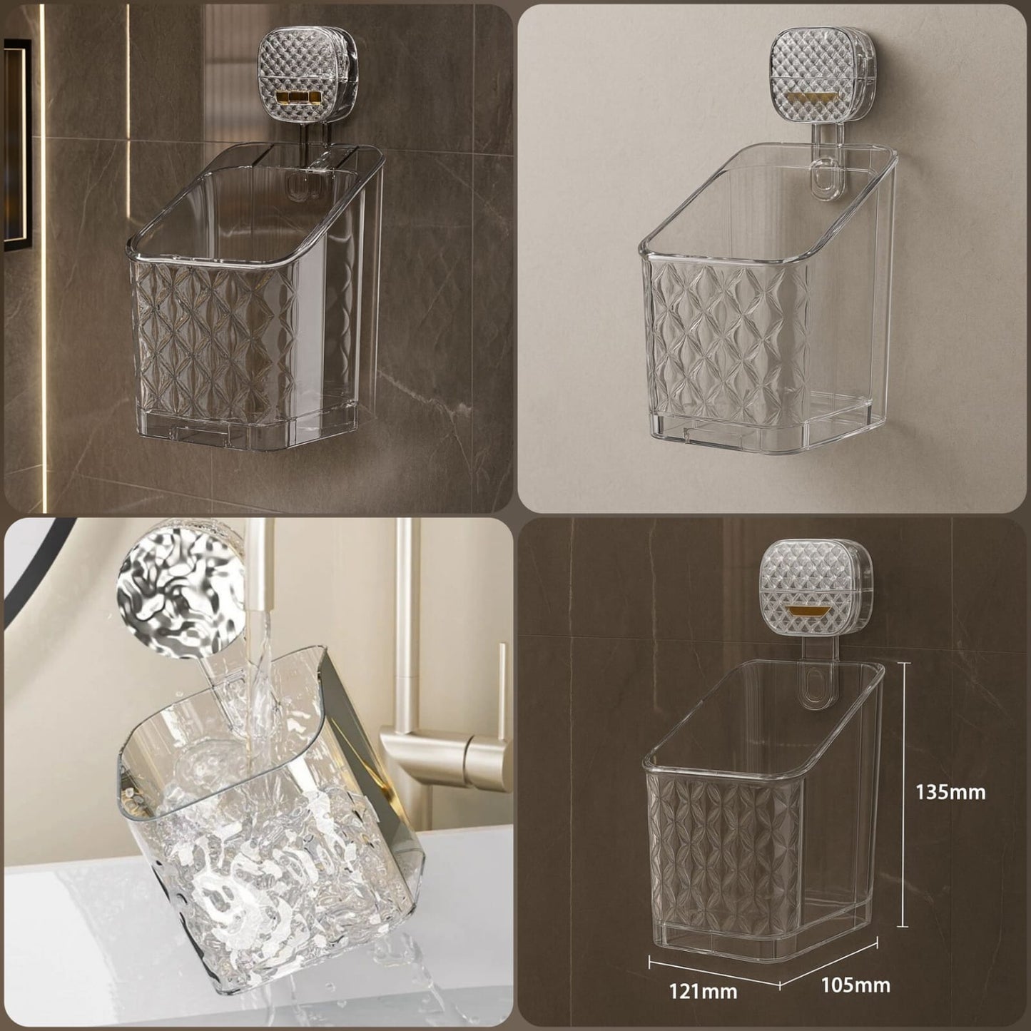 Premium Glacier Texture Suction Wall Bathroom Organizer (High Quality)*