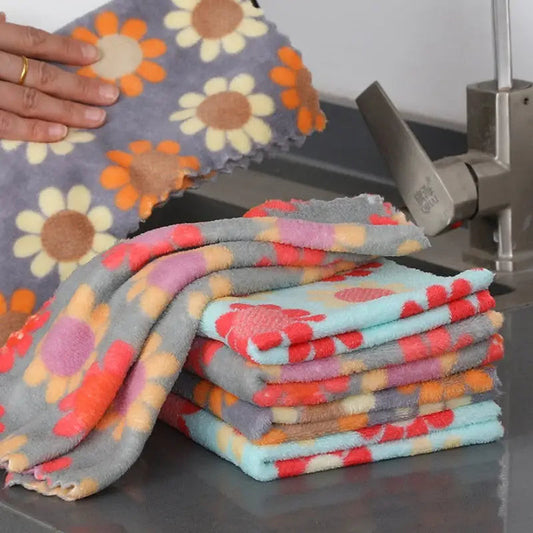 5Pcs Kitchen Cleaning Cloths Soft Absorbent Dishcloth