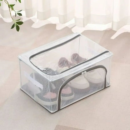 Double Sided Opening Zipper Shoe Storage Box