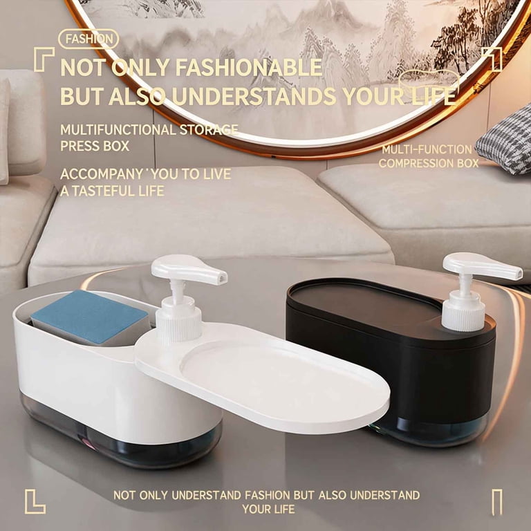 Orangide Soap Dispenser Brush, Built-in Soap Pump and Sponge Holder