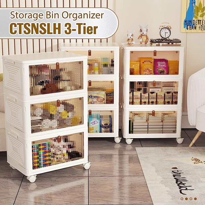 Multi Layer Foldable Storage Cabinet, Bedroom Closet Organizer With Doors