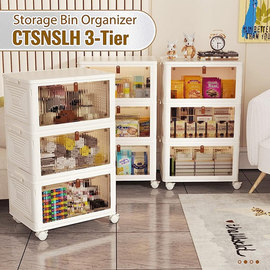 Multi Layer Foldable Storage Cabinet, Bedroom Closet Organizer With Doors