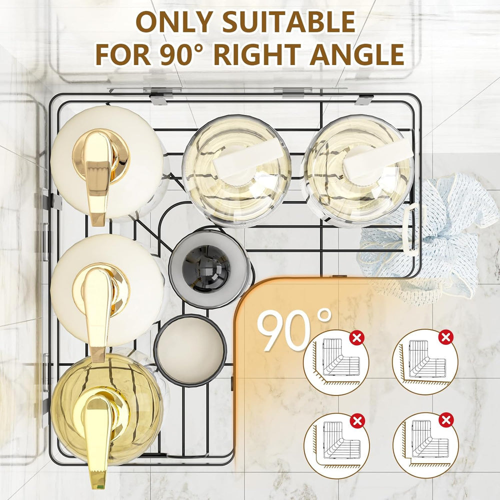 Set Of 5 Mesh Shower Shelves, Multipurpose Wall Storage Racks Stainless Steel Bathroom Corner Baskets