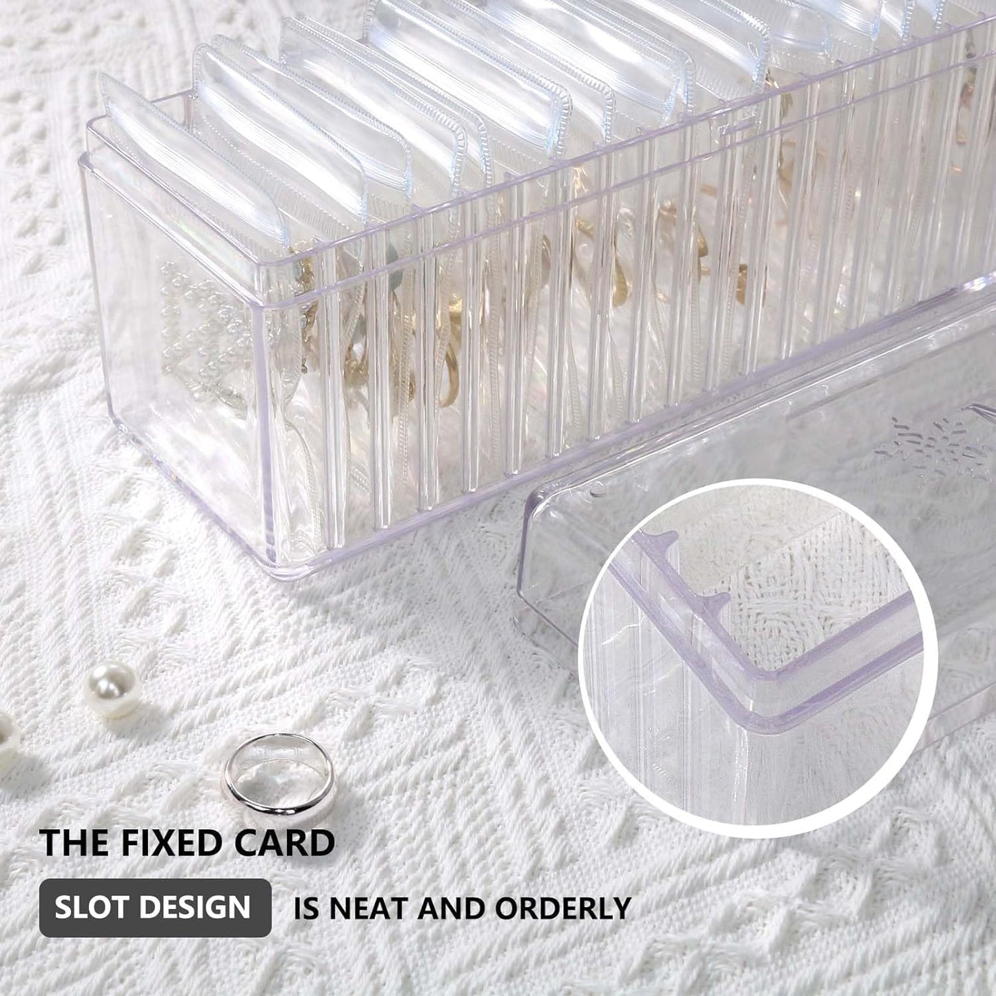 Clear Jewelry Organizer Box with 20 pvc Resealable Zip Bags – Compact Storage Case for Rings, Earrings, Necklaces & Small Accessories