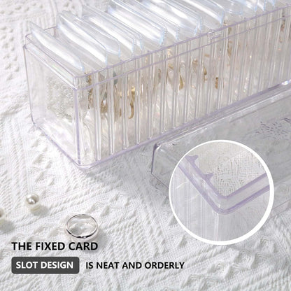 Clear Jewelry Organizer Box with 20 pvc Resealable Zip Bags – Compact Storage Case for Rings, Earrings, Necklaces & Small Accessories