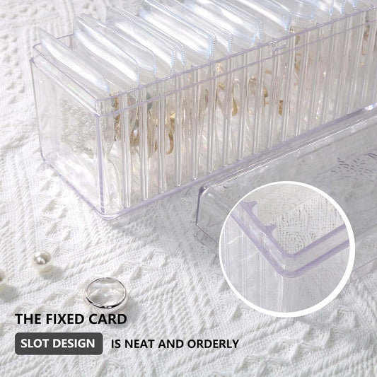Clear Jewelry Organizer Box with 20 pvc Resealable Zip Bags – Compact Storage Case for Rings, Earrings, Necklaces & Small Accessories