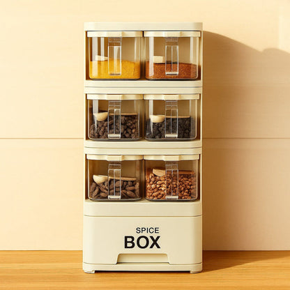 Seasoning Box With 6 Jars And Drawer