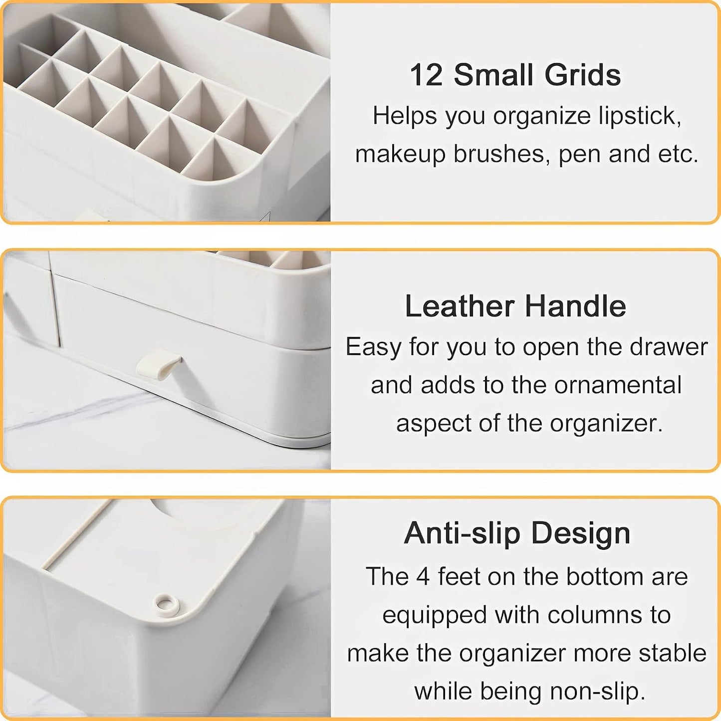 Luxury Desktop Cosmetic Box Multiple Drawers & Lipstick Slots Organize Vanity.