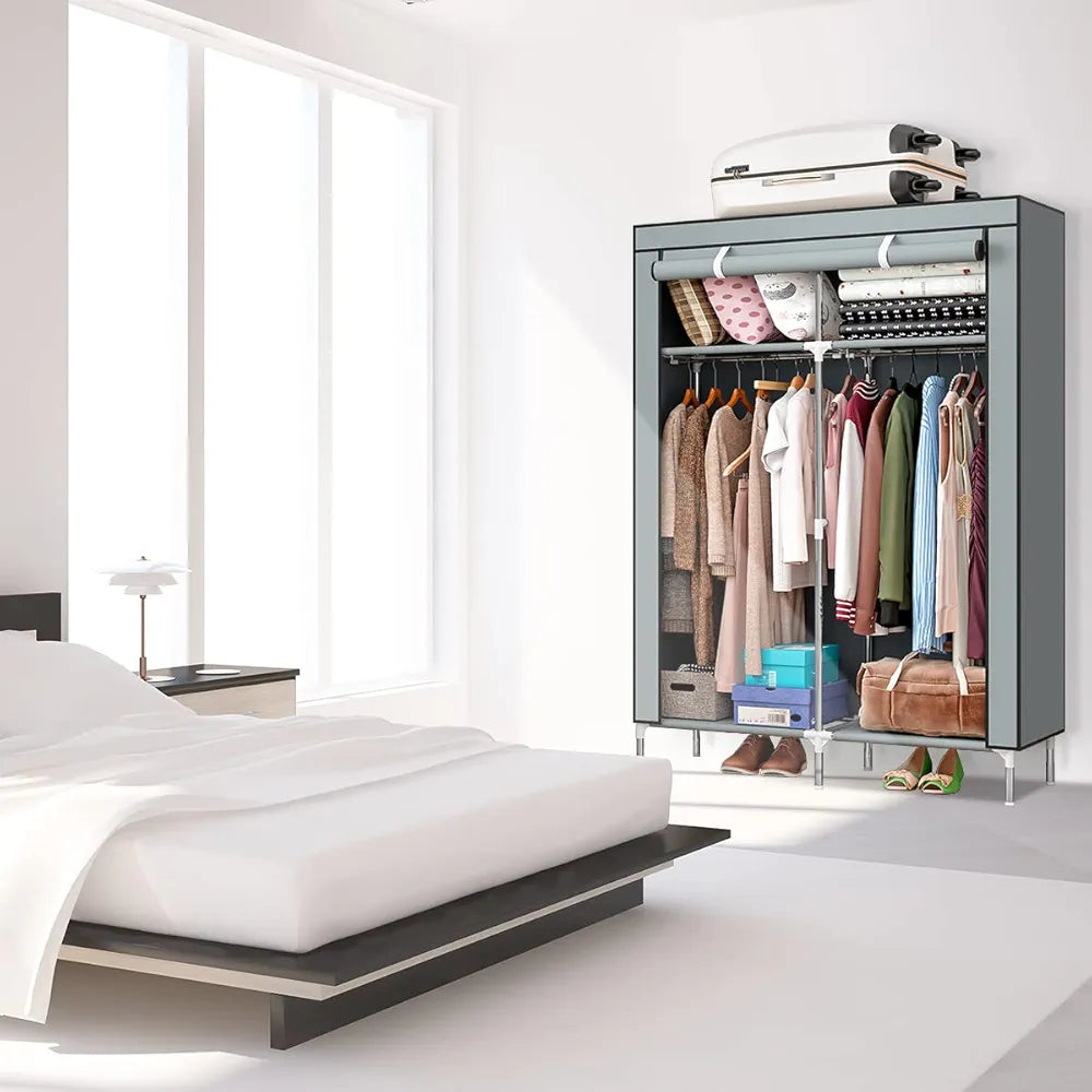 Double Layer Foldable Clothes Wardrobe