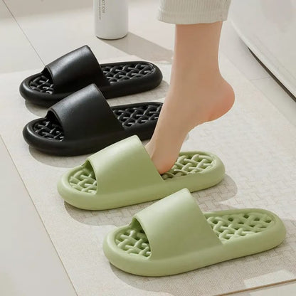 Bathroom Bathing Non-slip Men Women Leaking Quick-drying Slippers for Couples (Standard Sizes)