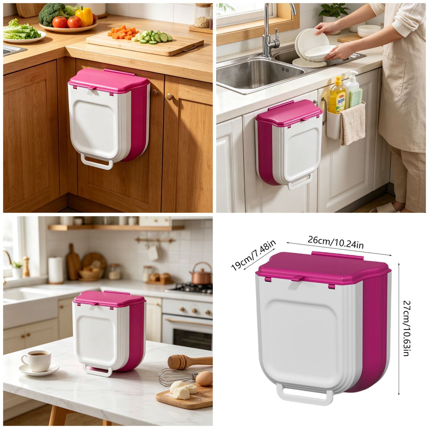 Wall Mounted Household Foldable Trash Bin Kitchen Hanging
