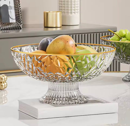 Elegant Acrylic Draining Luxury Fruit Bowl With Golden Rim