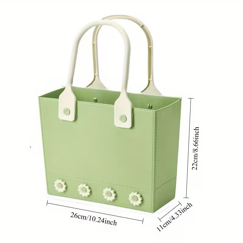 Flowery Rectangle Purse Basket with Rubber Handle