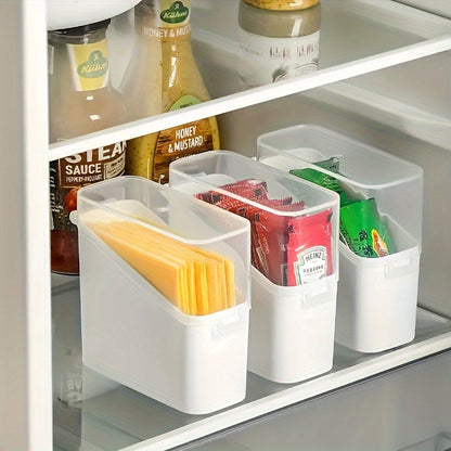 Fridge Organizer Bins with Lids Stackable Storage Containers for Cheese, Sauce Packets & Snacks