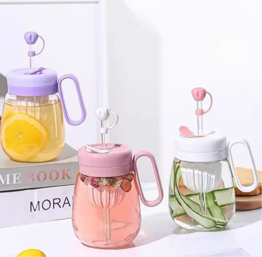 500ML Portable Glass Water Bottle Leakproof