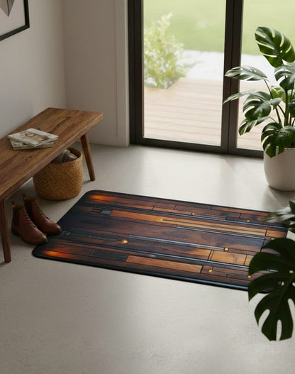Super Absorbent Anti Slip Floor Mat Wooden Design