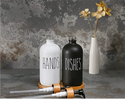 Hand And Dish Soap Dispenser  Glass Material Pair