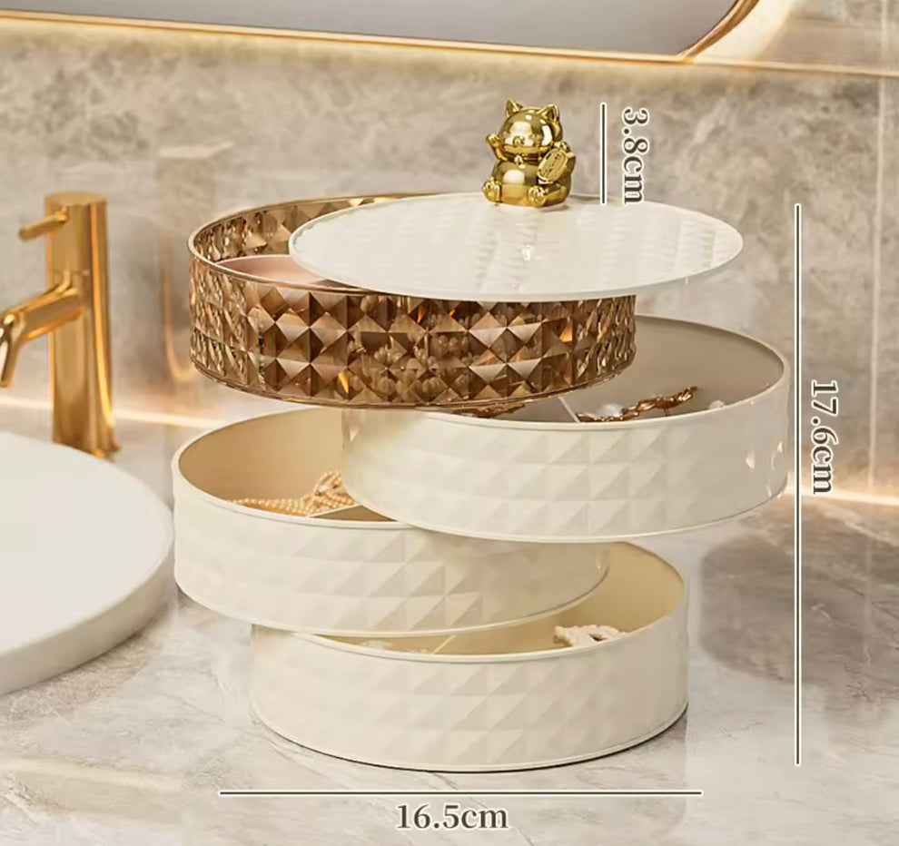Rotatable Dust proof 4 Layer Jewelry Organizer