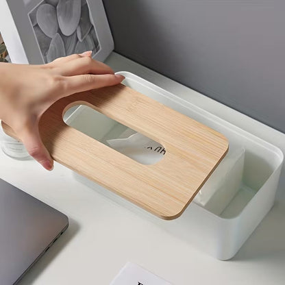 Black Wood Top Modern Tissue Box Holder