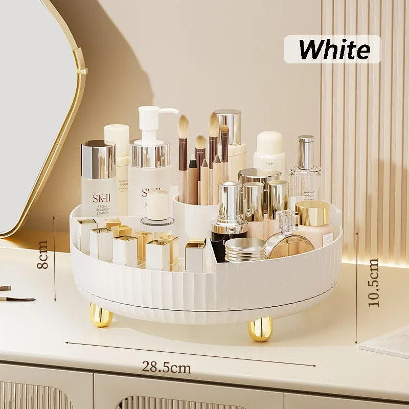 360° Rotating Luxury Cosmetic Organizer Tray – Makeup & Skincare Storage