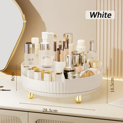 360° Rotating Luxury Cosmetic Organizer Tray – Makeup & Skincare Storage