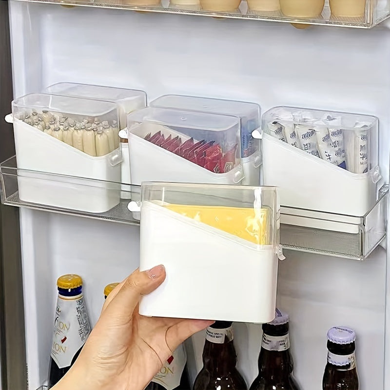 Fridge Organizer Bins with Lids Stackable Storage Containers for Cheese, Sauce Packets & Snacks