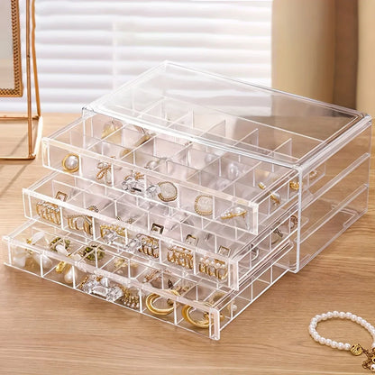 72 – Grids Drawer Transparent Jewellery Box
