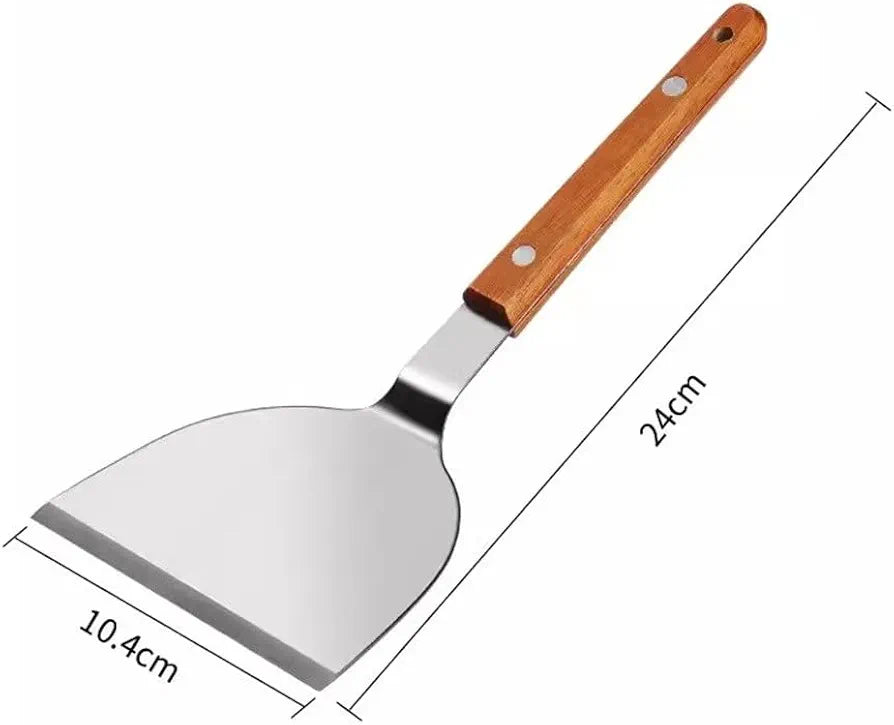 Stainless Steel Cooking Shovel, Cookware Spatula With Wooden Handle