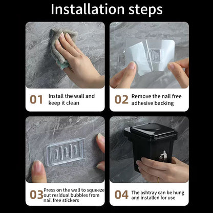 Wall Mounted Compact Cigarette Ashtray Trashbin