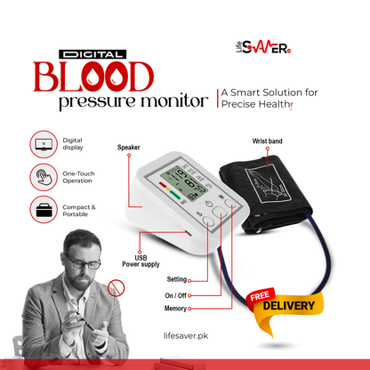 Digital Blood Pressure Monitor Fully Automatic Machine with Heart Rate Monitor