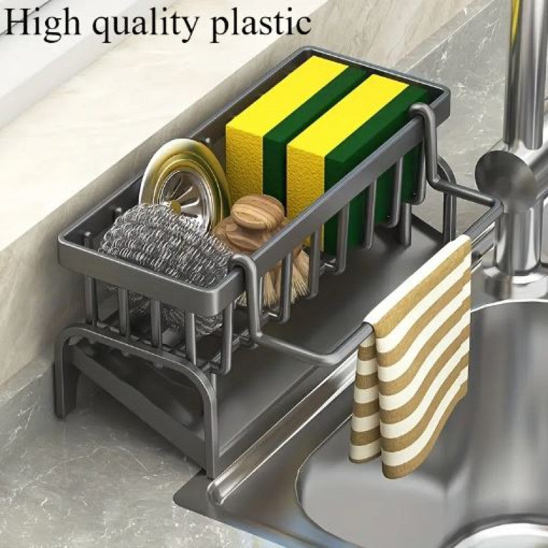 Kitchen & Bathroom Draining Rack & Sponge Holder – Rust-Resistant Storage Organizer