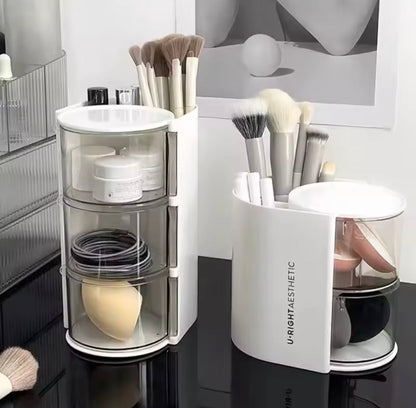 3 Layer Rotating Makeup Brush Organizer