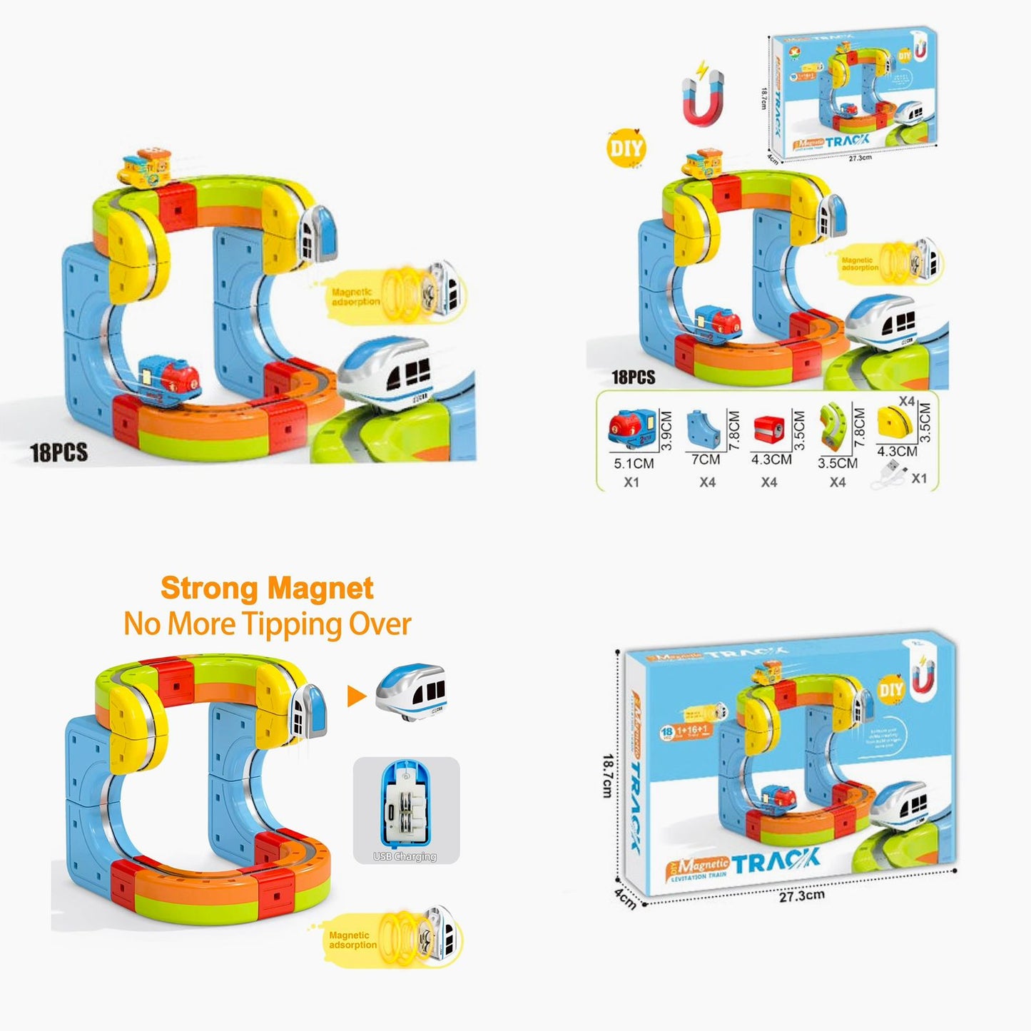 DIY Magnetic Levitation Train Track – 18 Pcs (Rechargeable)