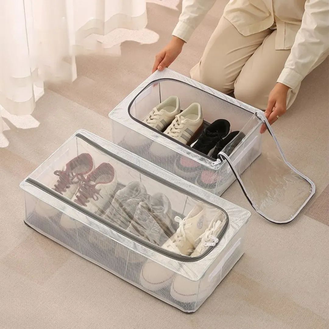 Double Sided Opening Zipper Shoe Storage Box