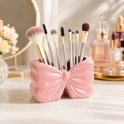 Elegant Cute Bow Shape Cosmetic Brush And Toothbrush Storage Organizer