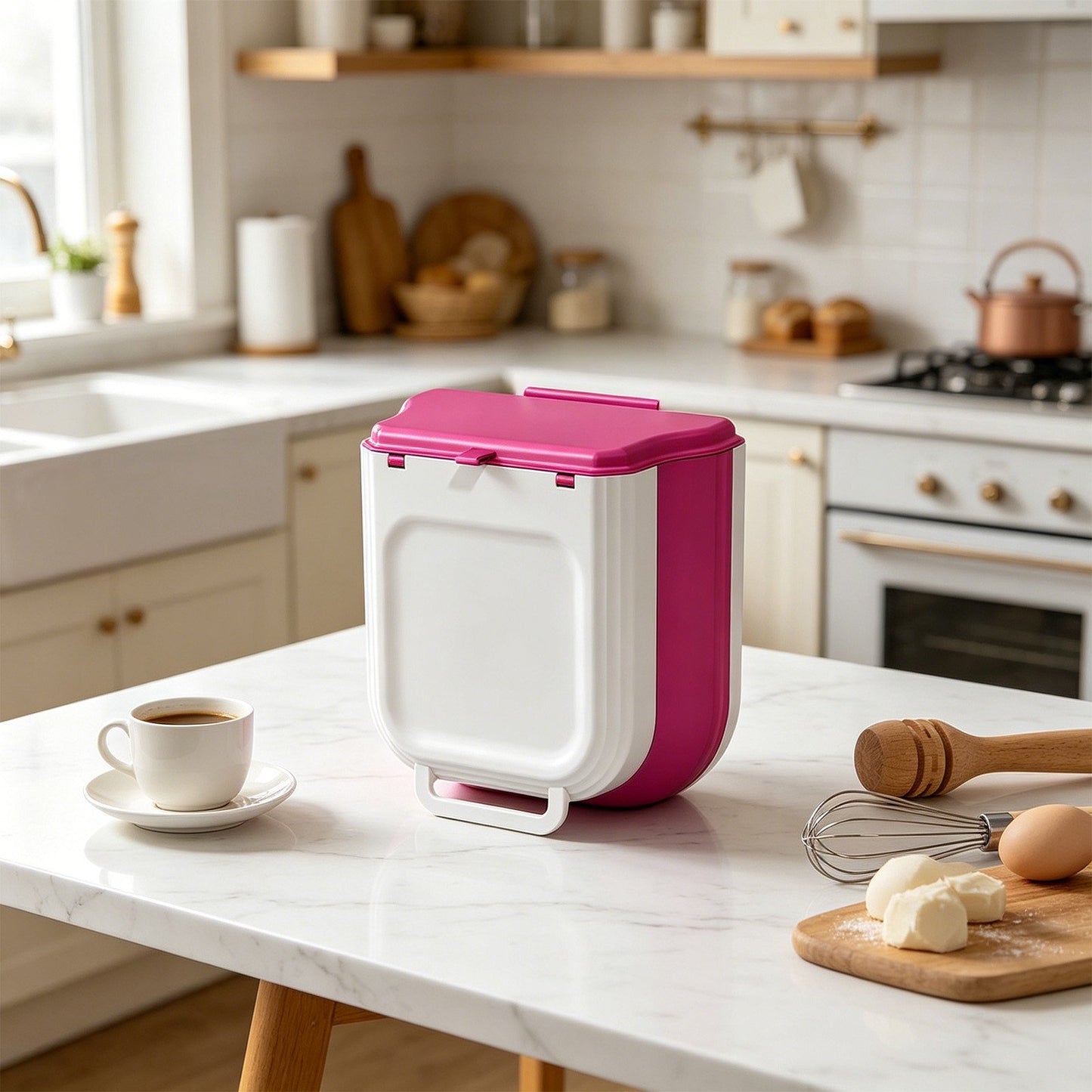 Wall Mounted Household Foldable Trash Bin Kitchen Hanging