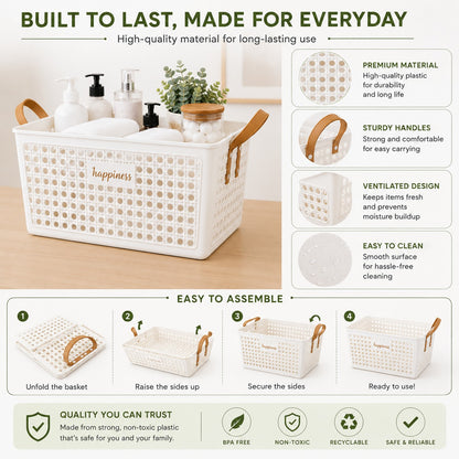 Happiness Multipurpose Storage Basket With Rubber Handle