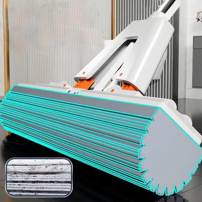 Squeezed Self Draining Rubber Cotton Mop Hand Free Magic Self-Cleaning Flat Mop